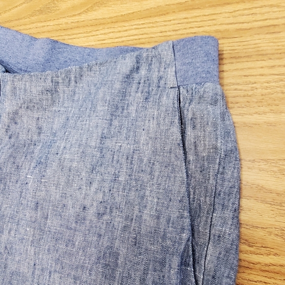 J. Jill Love Blue Linen Pull on Cropped Straight Leg Pants Womens Small - Picture 9 of 10
